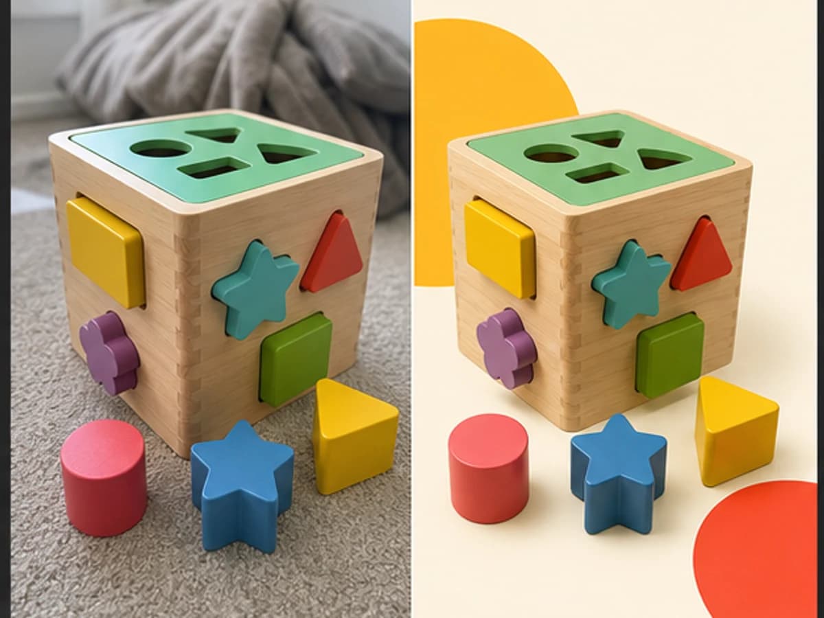 Demonstração antes e depois de Brinquedo educativo