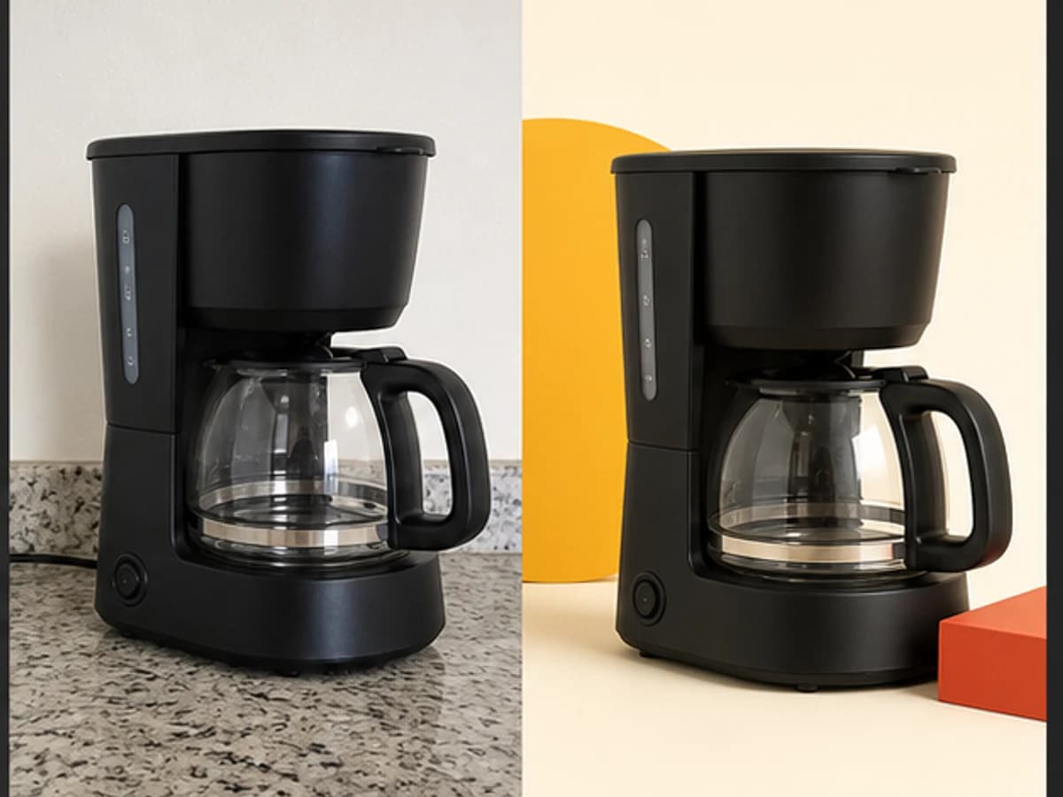 Demonstração antes e depois de Cafeteira elétrica