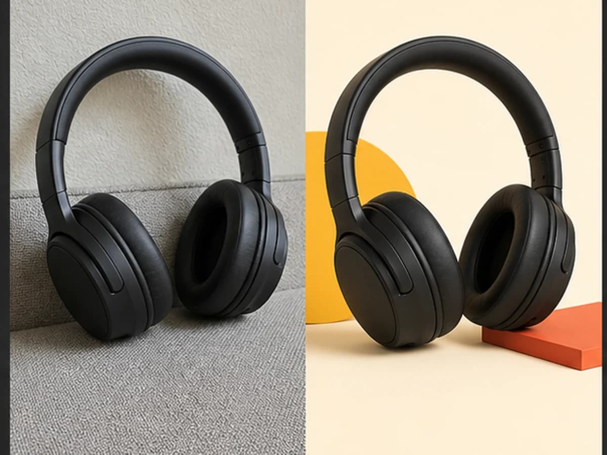 Demonstração antes e depois de Fone Bluetooth