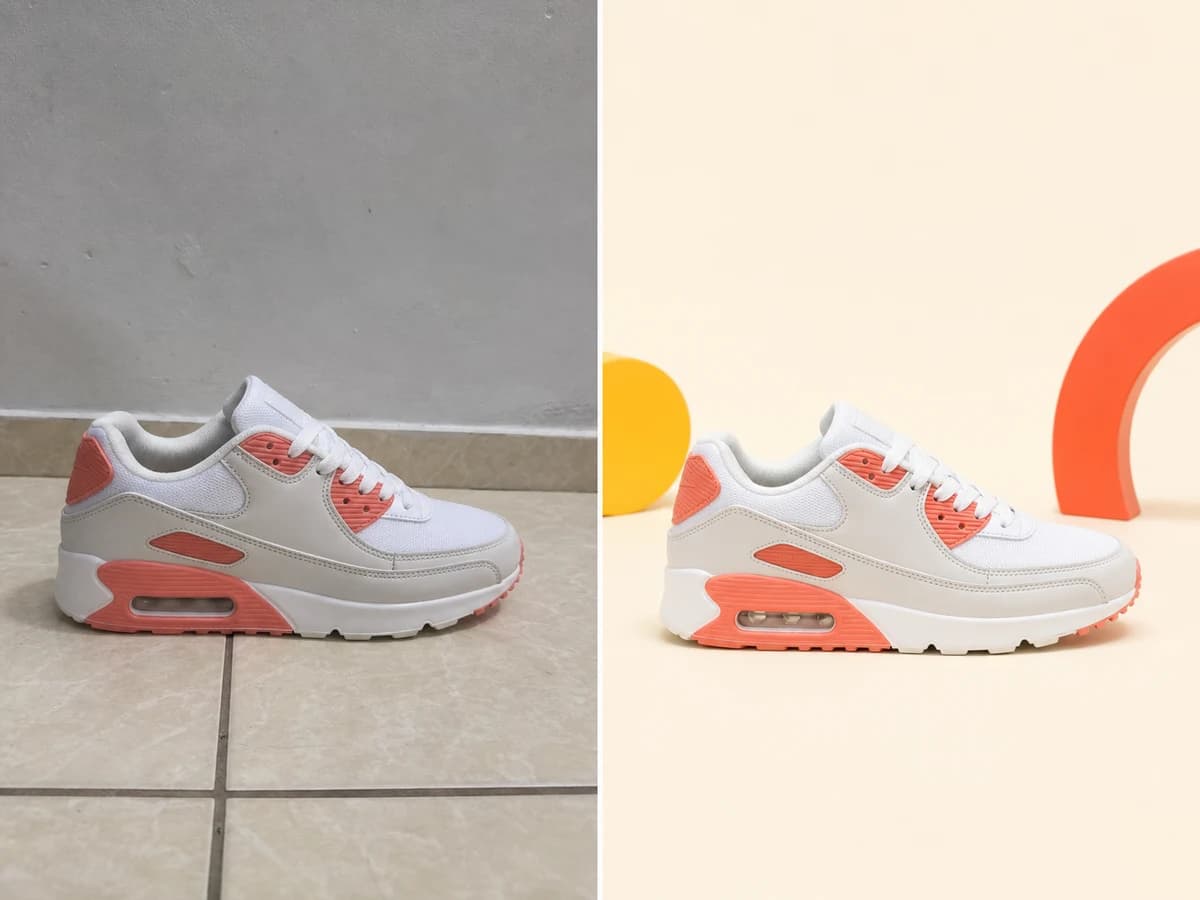 Demonstração antes e depois de Tênis urbano