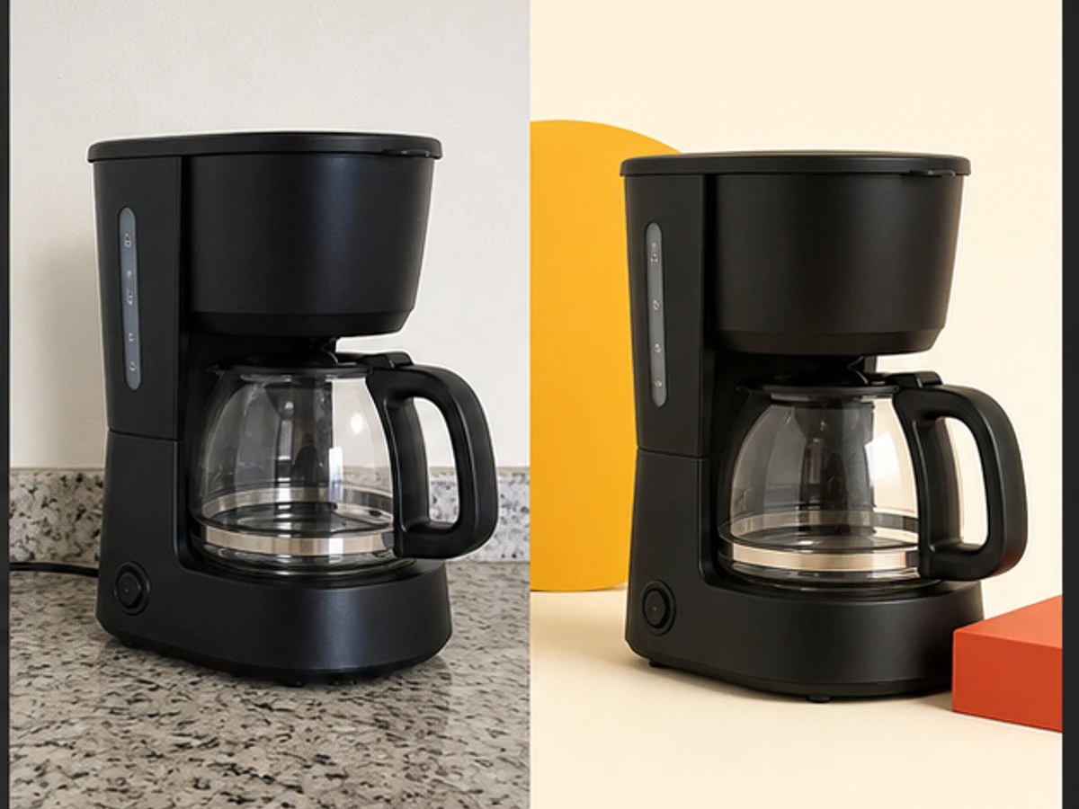 Cafeteira elétrica com produto inteiro sem corte